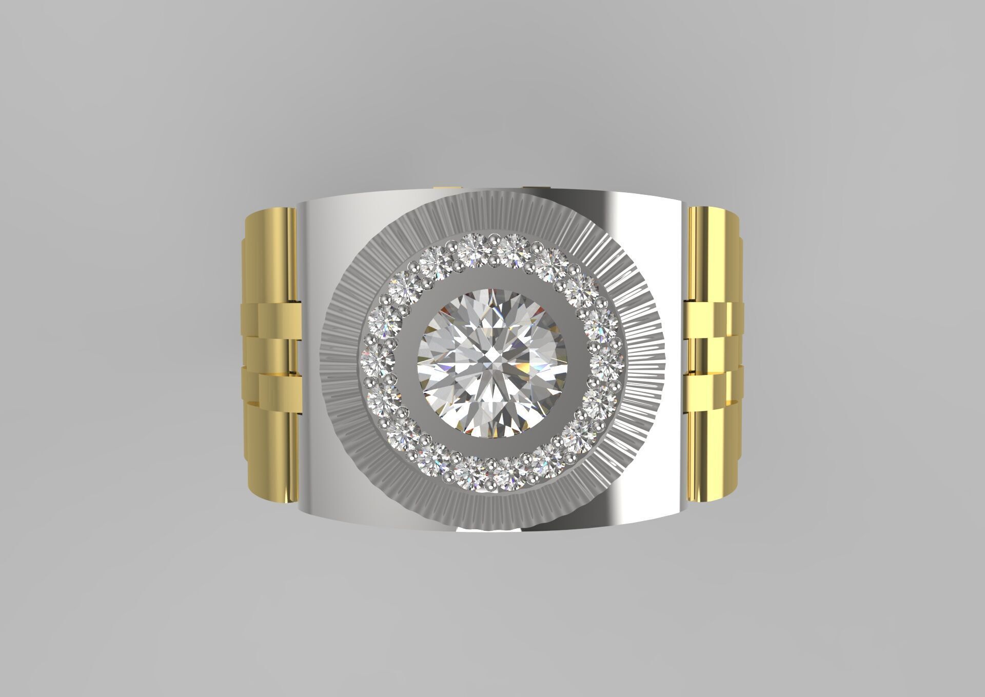 Luxury man Rolex design diamond ring model ror0016 3D print model_21