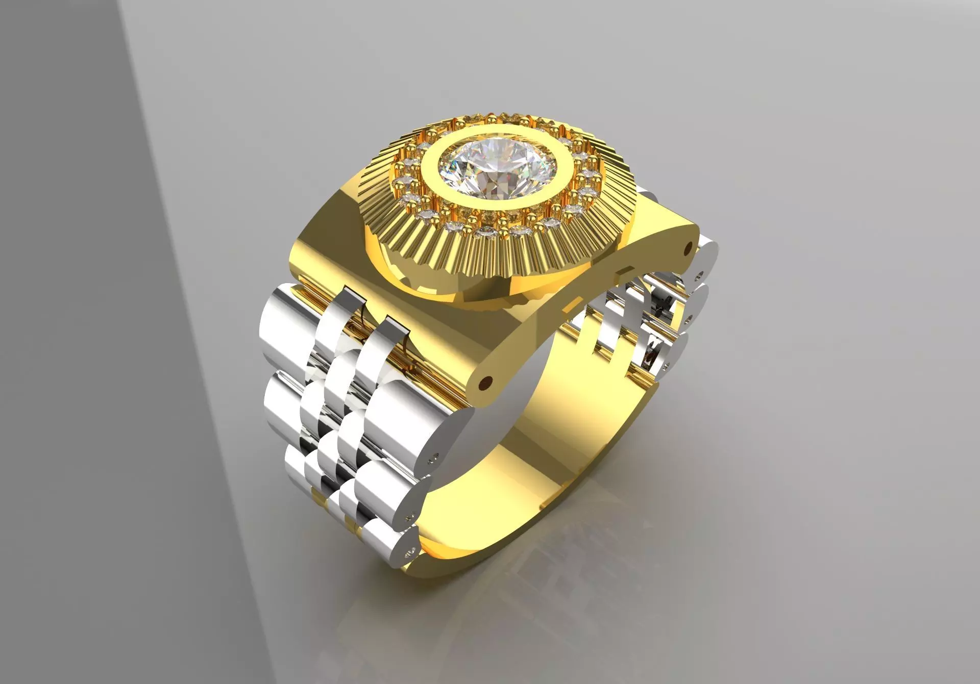 Luxury man Rolex design diamond ring model ror0016 3D print model_0