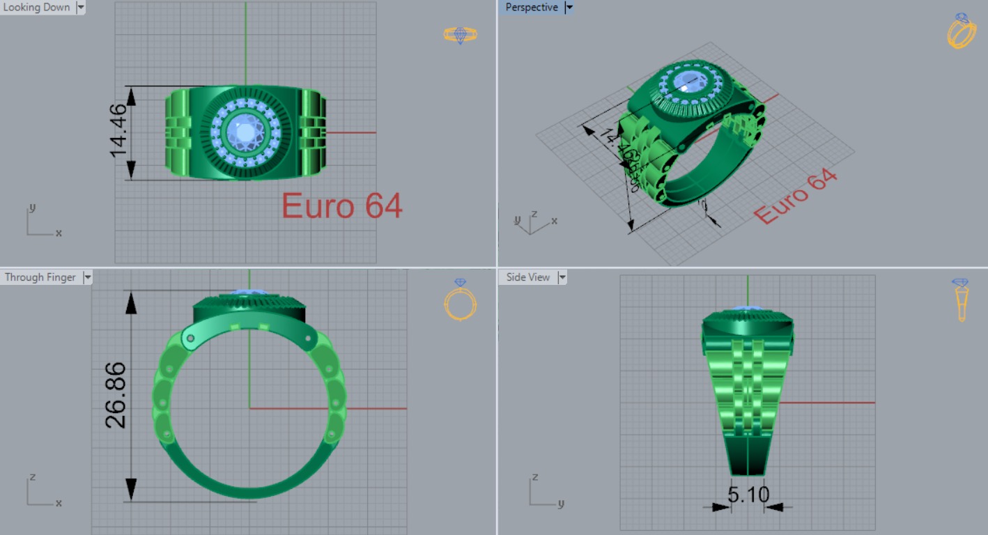 Luxury man Rolex design diamond ring model ror0016 3D print model_6