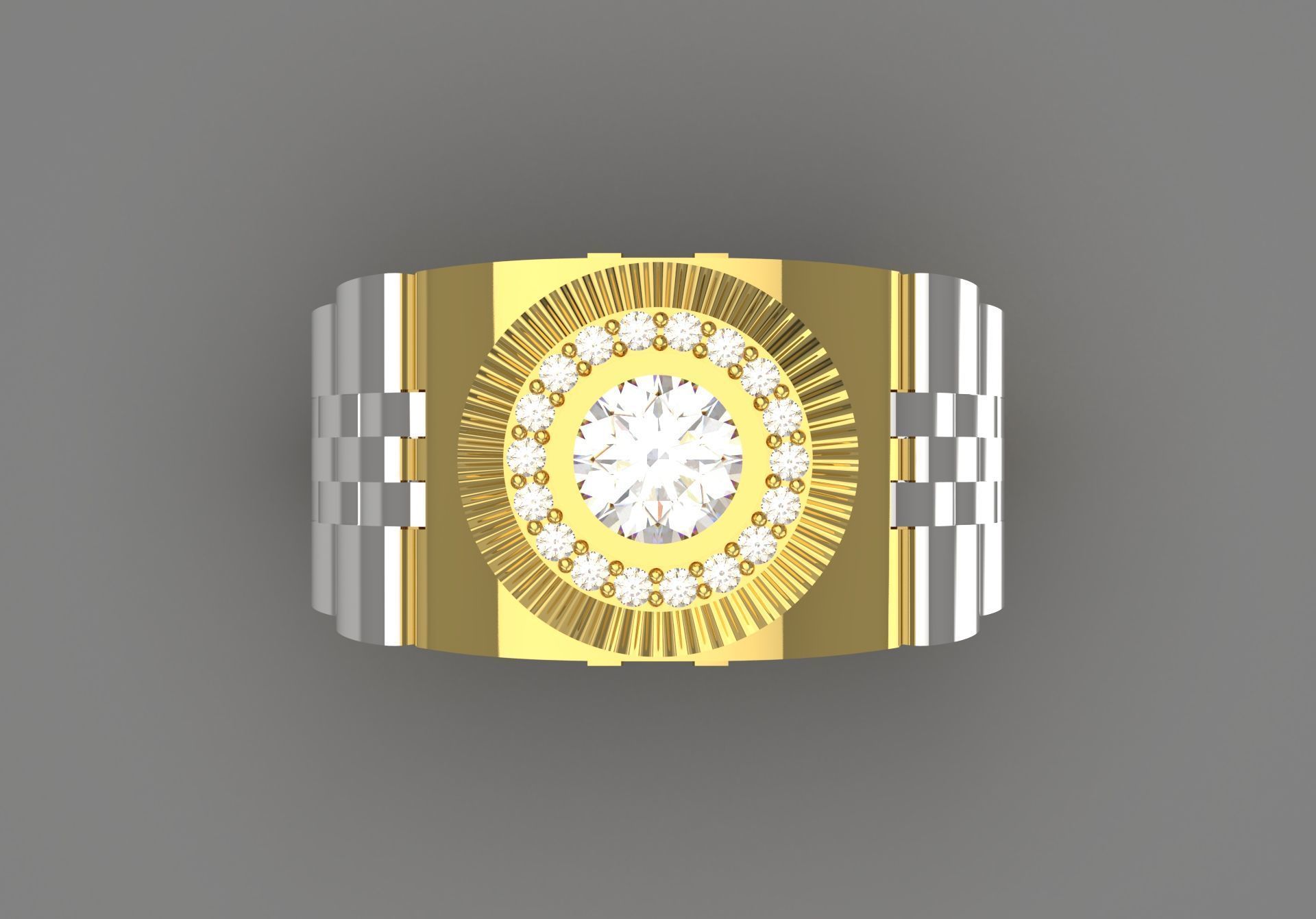 Luxury man Rolex design diamond ring model ror0016 3D print model_2