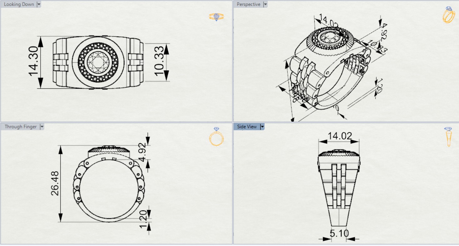 Luxury man Rolex design diamond ring model ror0016 3D print model_15
