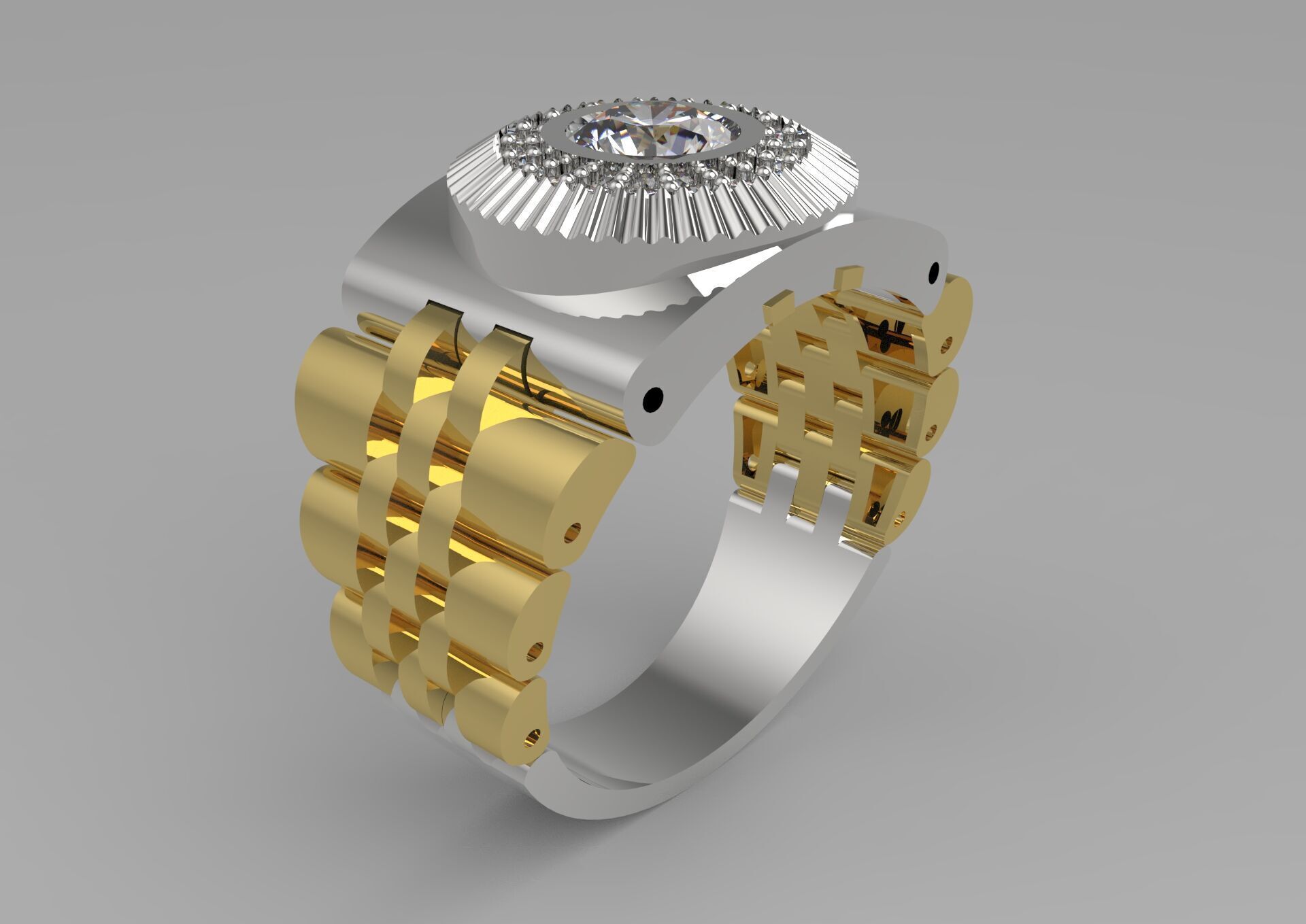 Luxury man Rolex design diamond ring model ror0016 3D print model_22