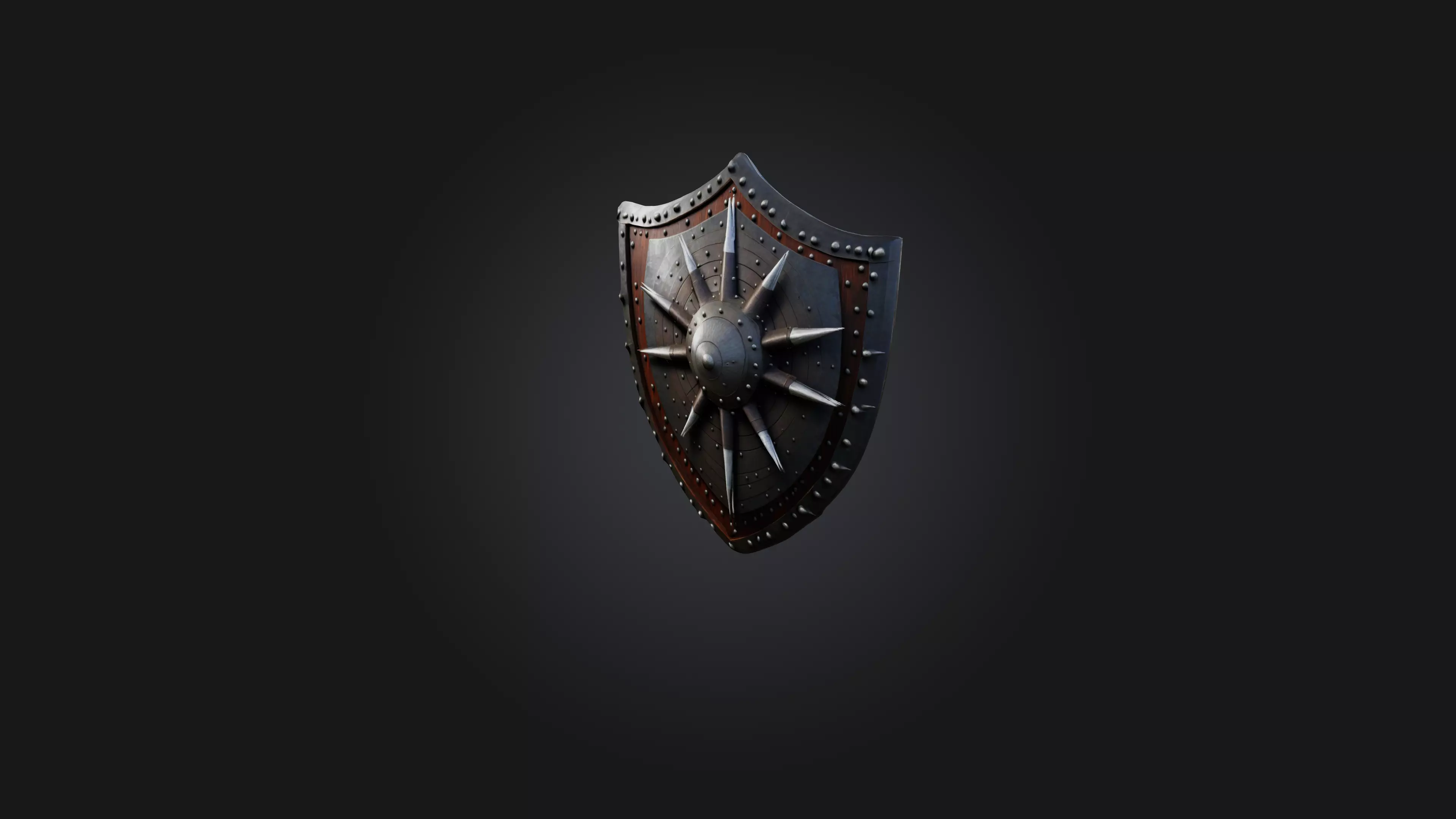 Spiked Shield Low-poly 3D model_0