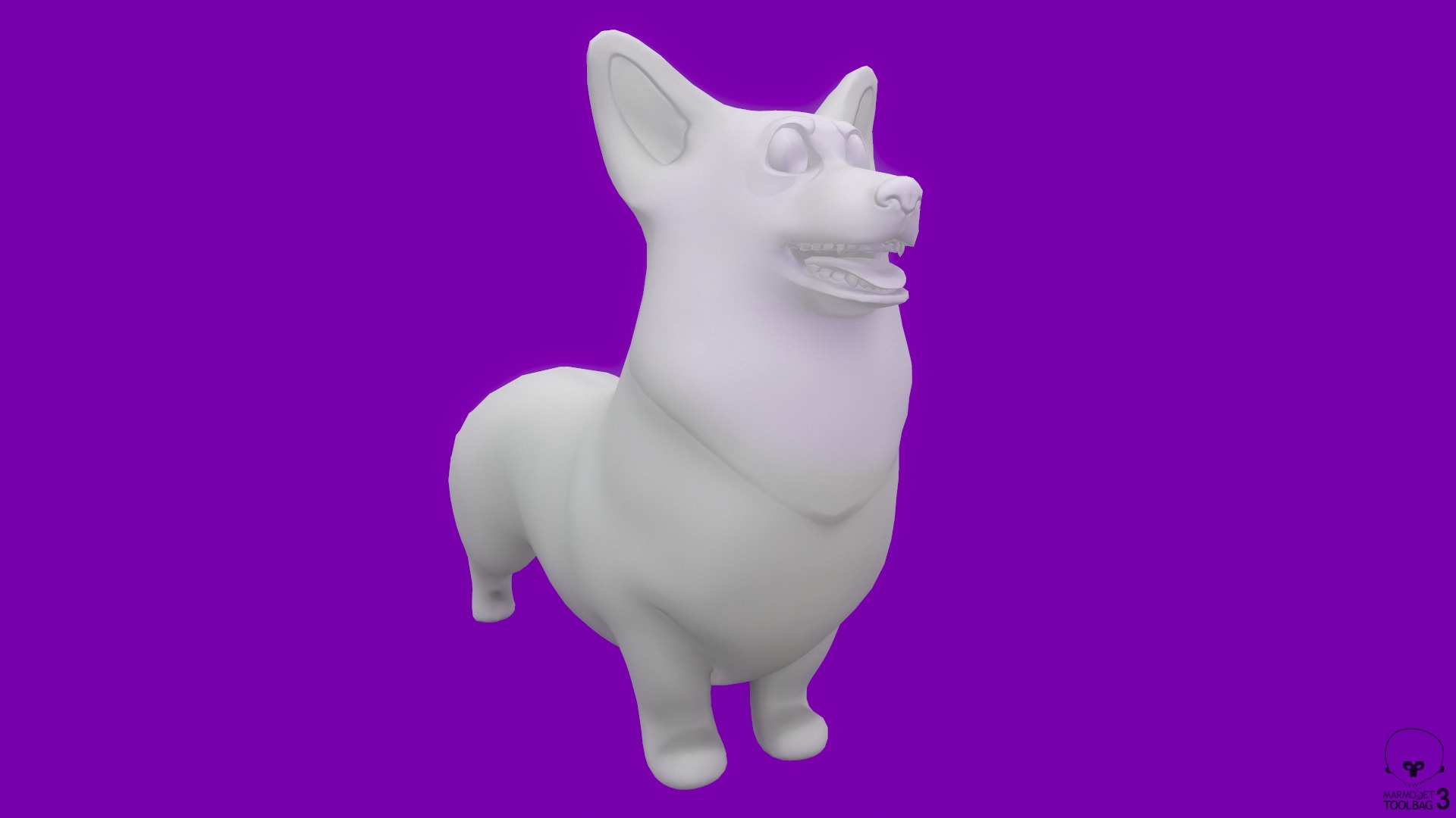 Stylized Spotted Grey Welsh Corgy for Games and Animation  Low-poly 3D model_8