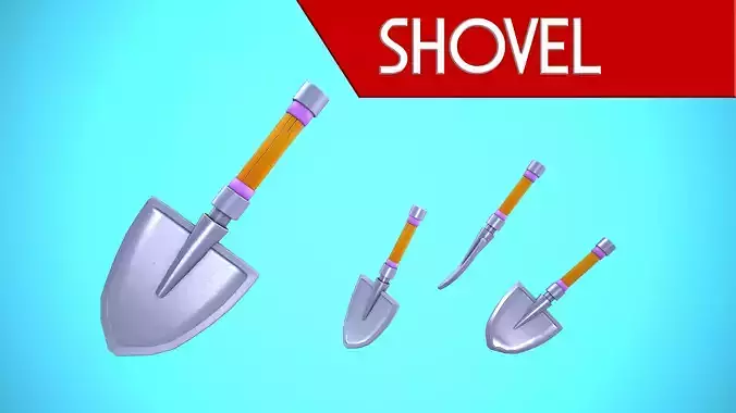 STYLIZED SHOVEL CARTOON Low-poly 3D model