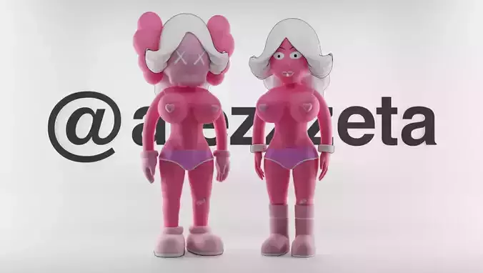 Kaws Pink Twins Bundle Textured