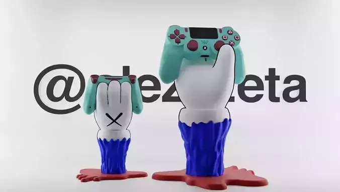 Kaws BFF Hand Controller Stand Play Station and Xbox Textured Low-poly 3D model