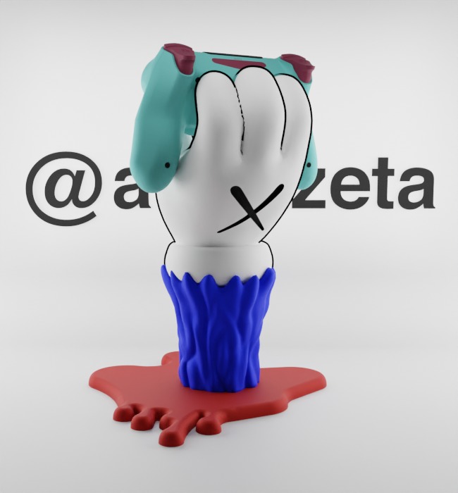 Kaws BFF Companion Hand Controller Stand PS and Xbox Textured Low-poly 3D model_27