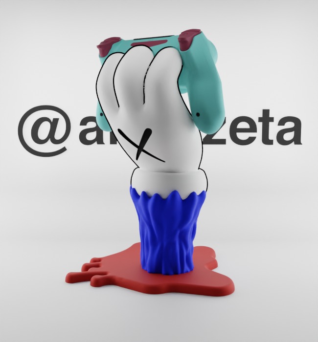 Kaws BFF Companion Hand Controller Stand PS and Xbox Textured Low-poly 3D model_30