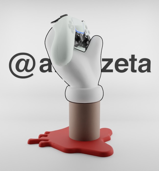 Kaws BFF Companion Hand Controller Stand PS and Xbox Textured Low-poly 3D model_16