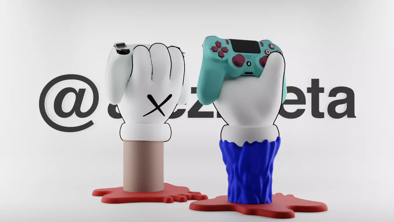 Kaws BFF Companion Hand Controller Stand PS and Xbox Textured Low-poly 3D model_0