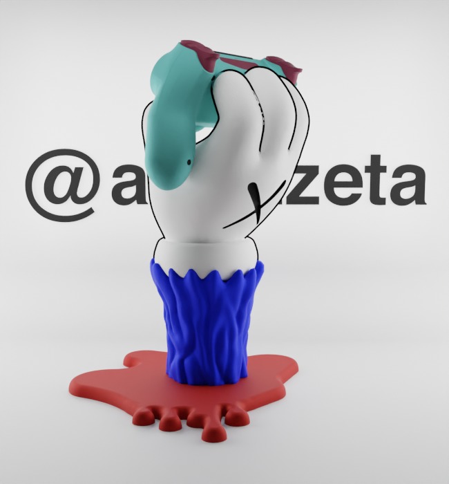 Kaws BFF Companion Hand Controller Stand PS and Xbox Textured Low-poly 3D model_26