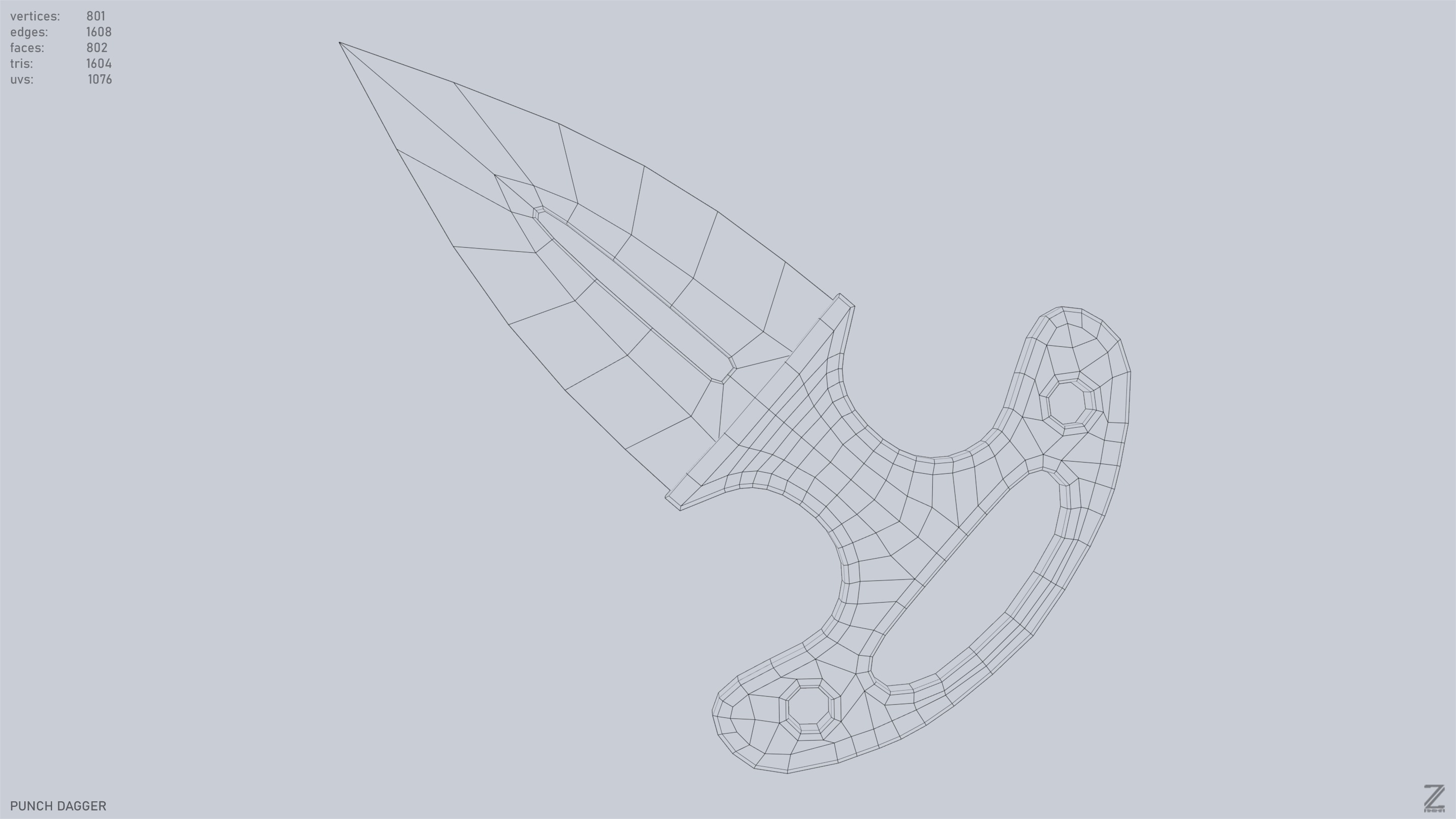 Punch dagger Low-poly 3D model_10