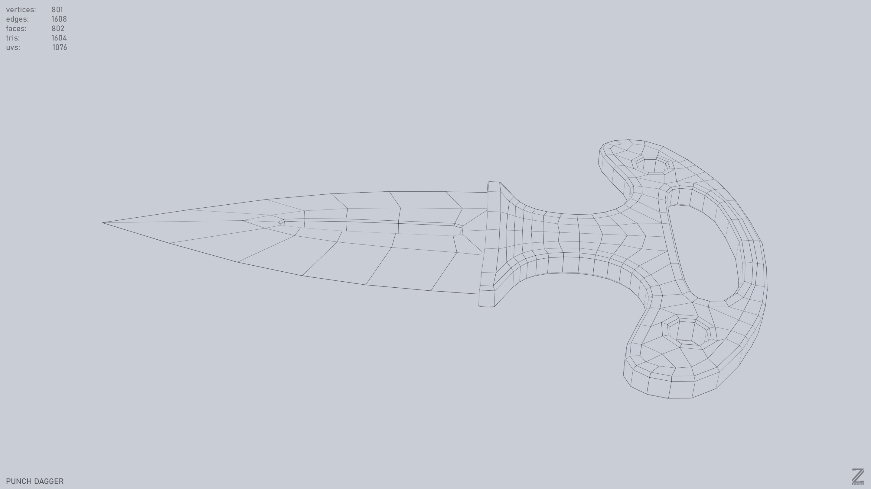 Punch dagger Low-poly 3D model_11