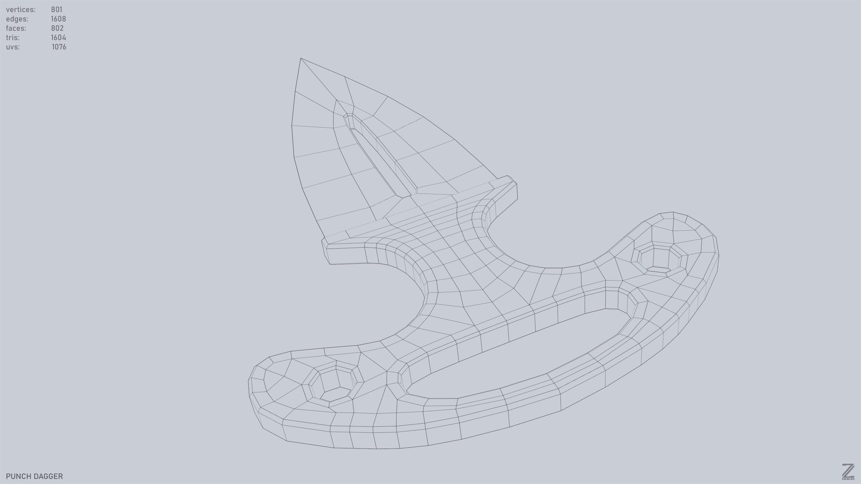 Punch dagger Low-poly 3D model_14