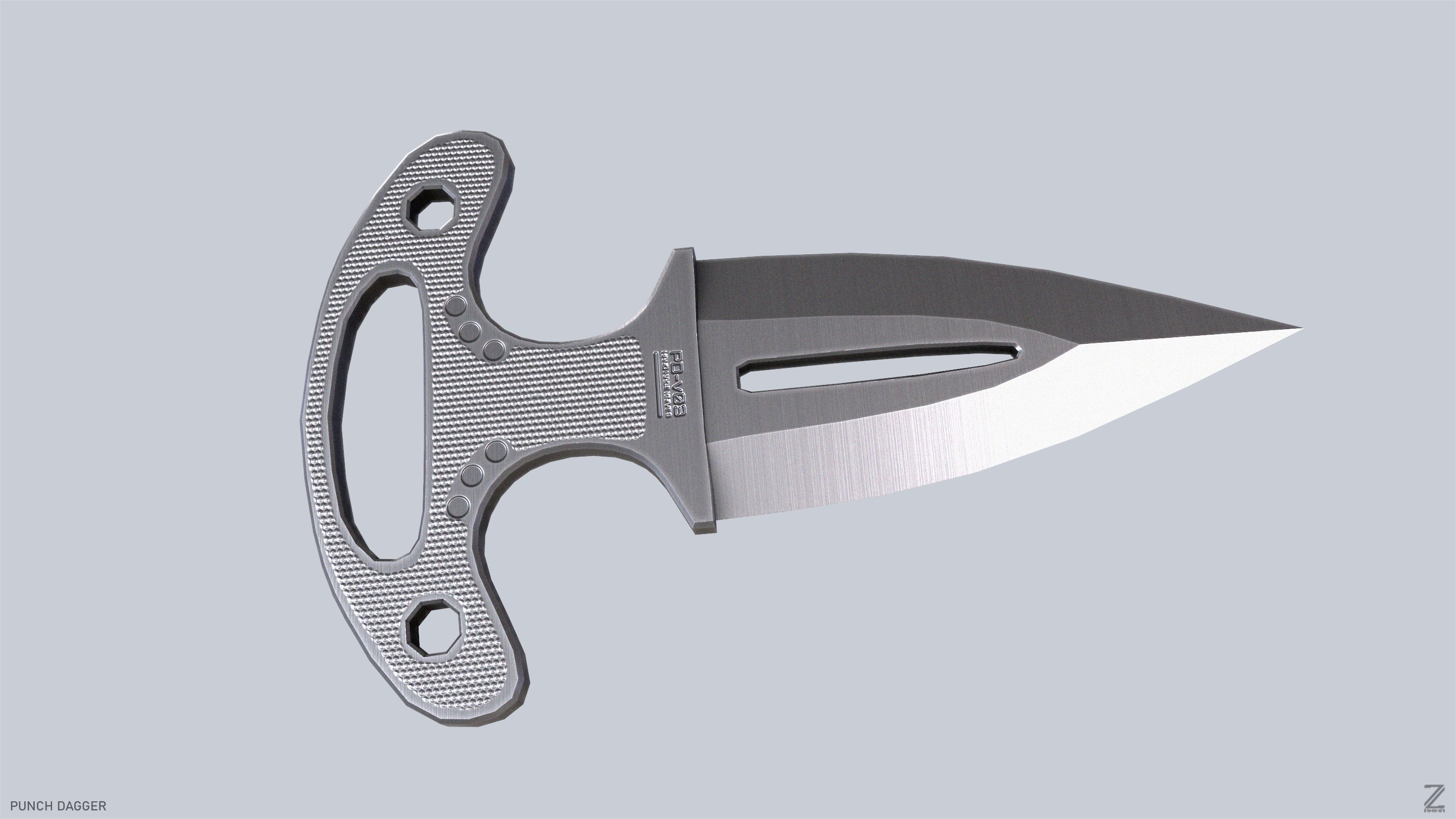 Punch dagger Low-poly 3D model_2