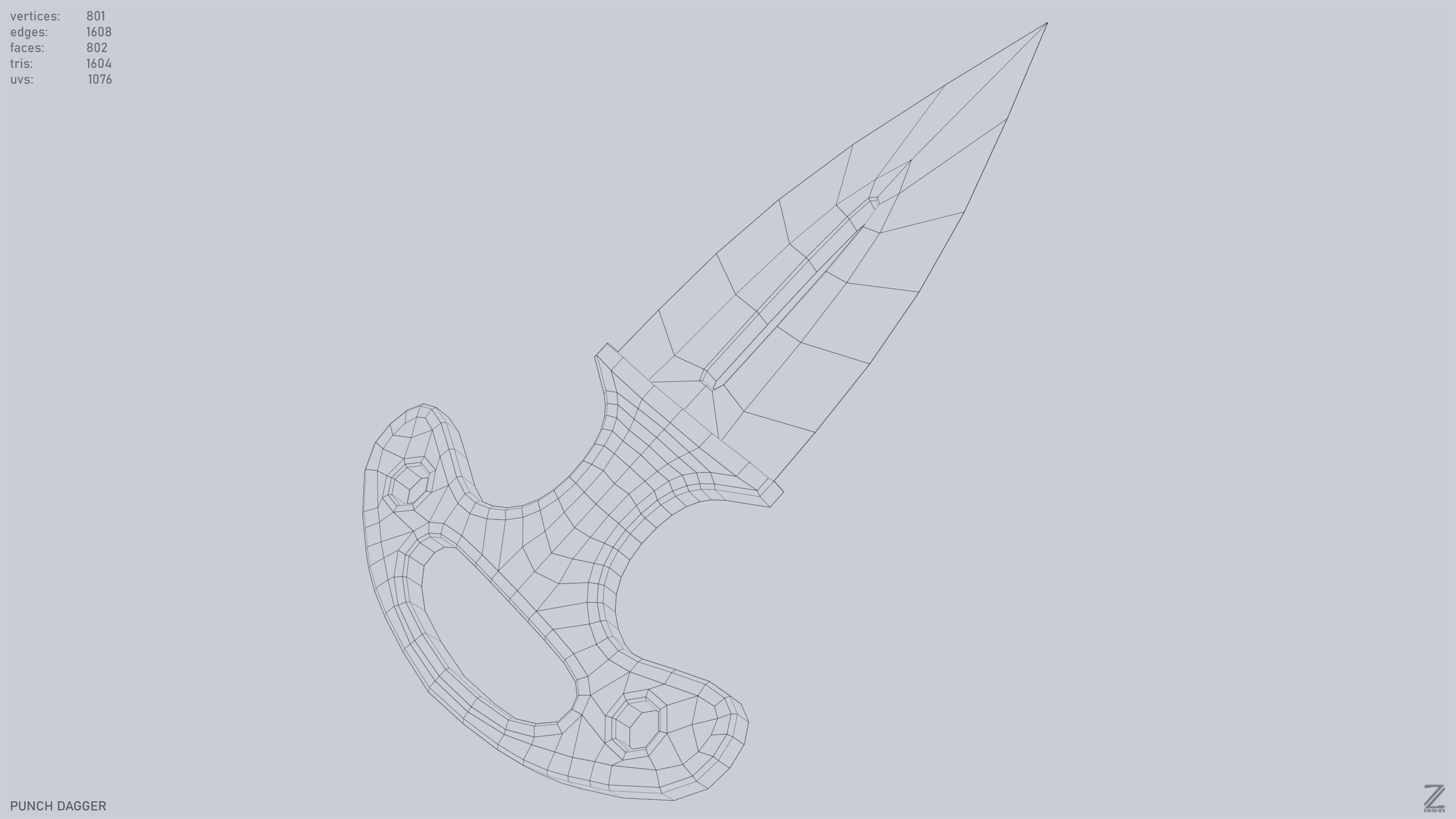 Punch dagger Low-poly 3D model_15