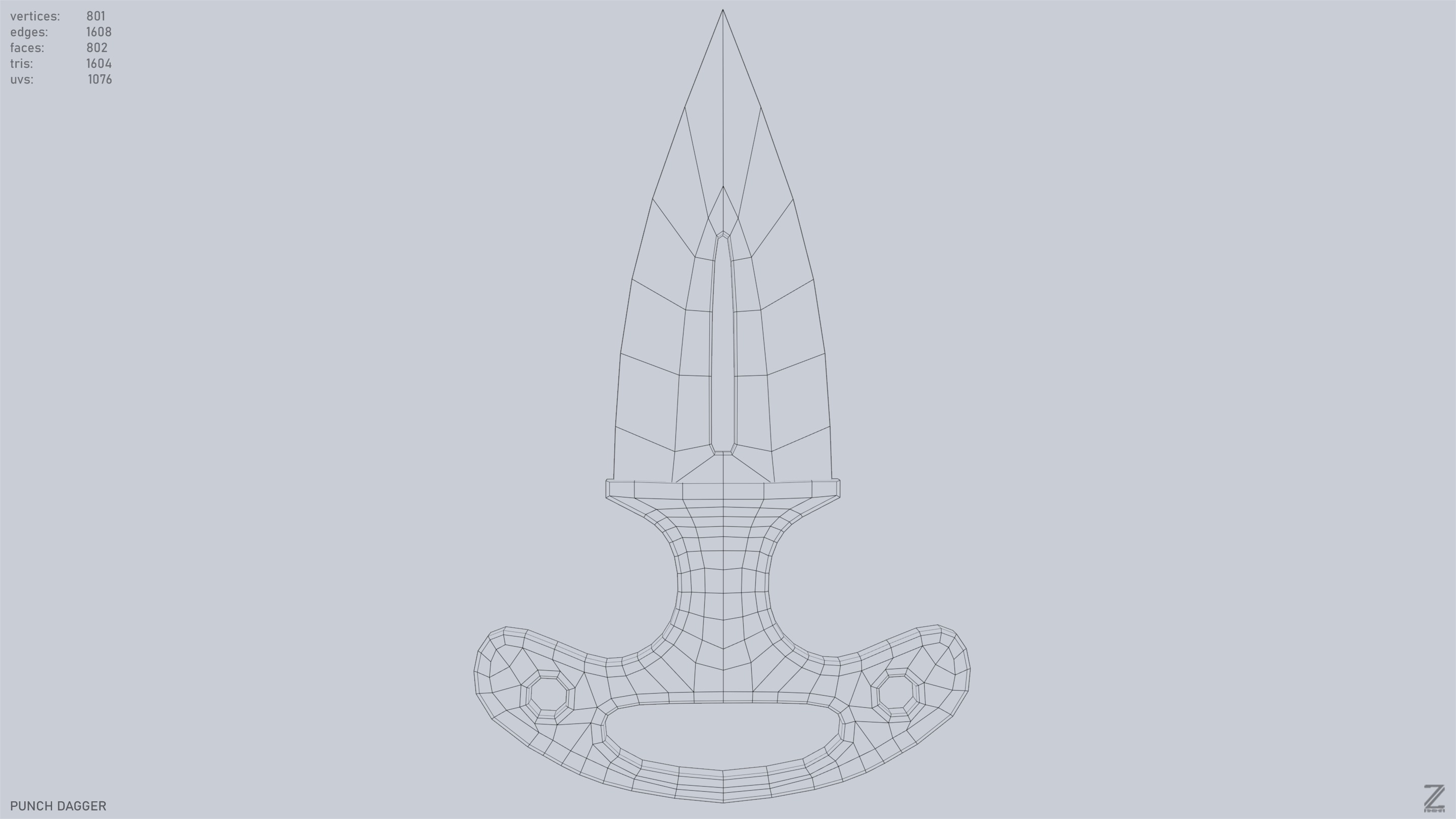 Punch dagger Low-poly 3D model_9