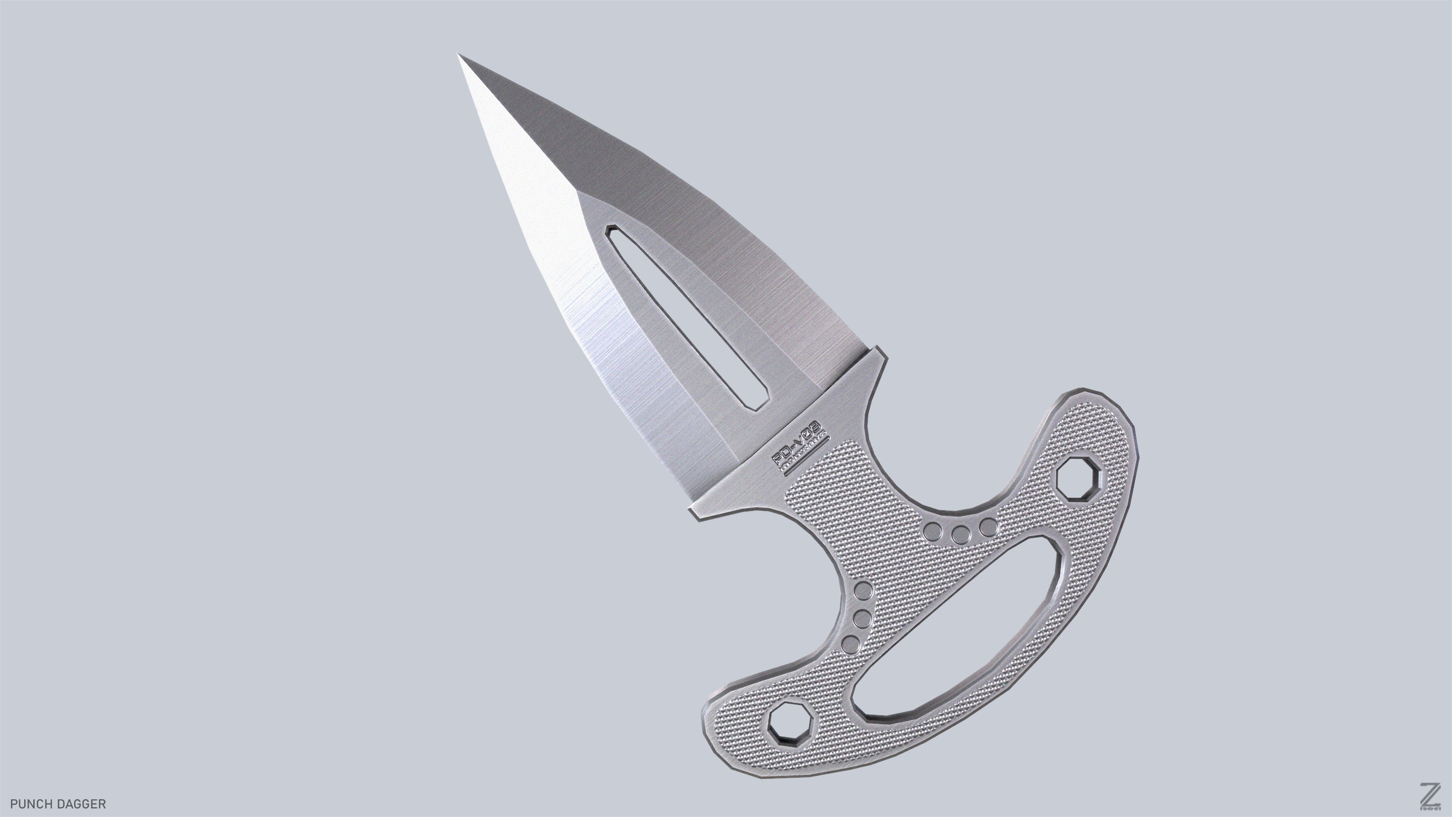 Punch dagger Low-poly 3D model_4