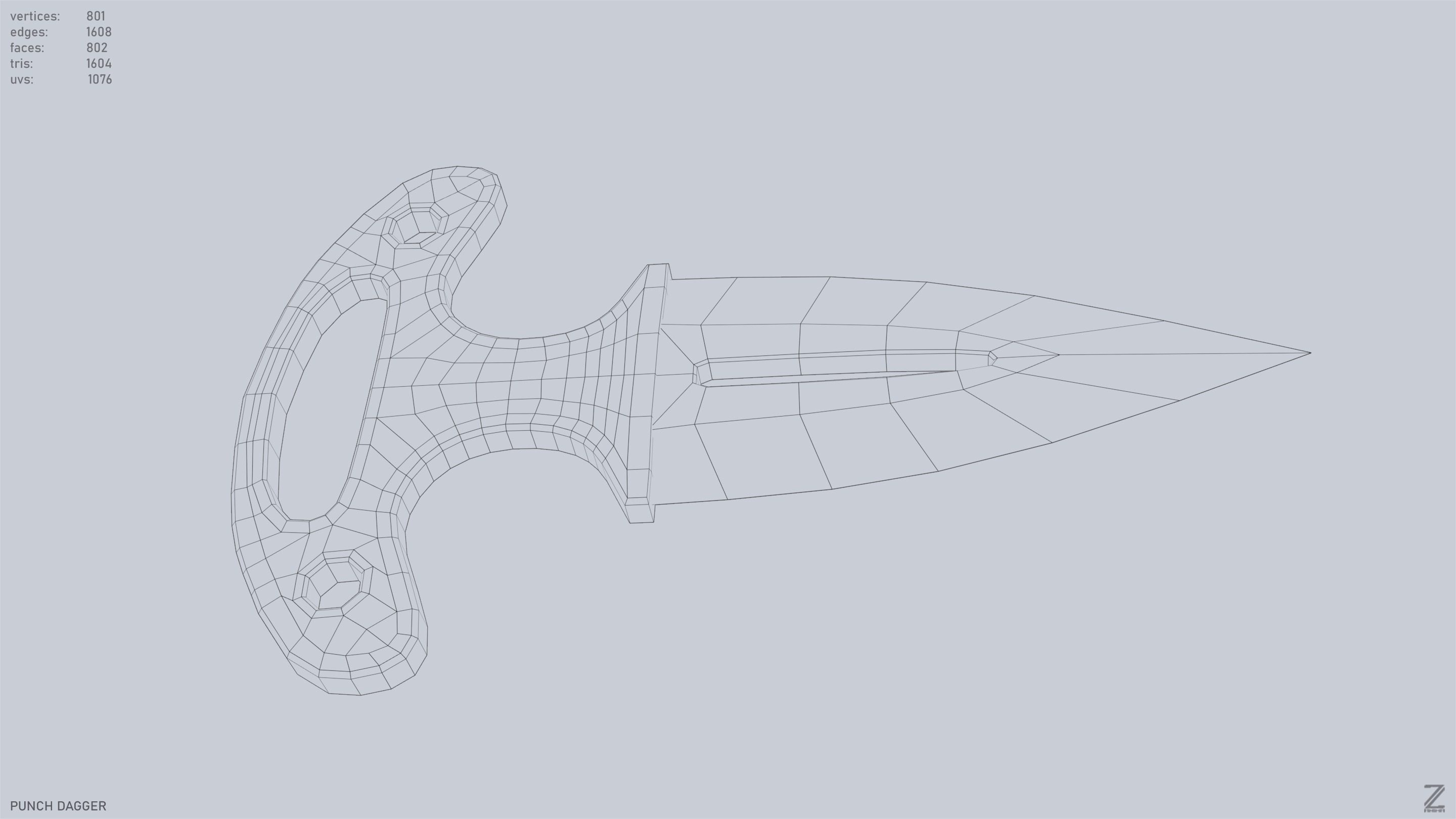 Punch dagger Low-poly 3D model_13