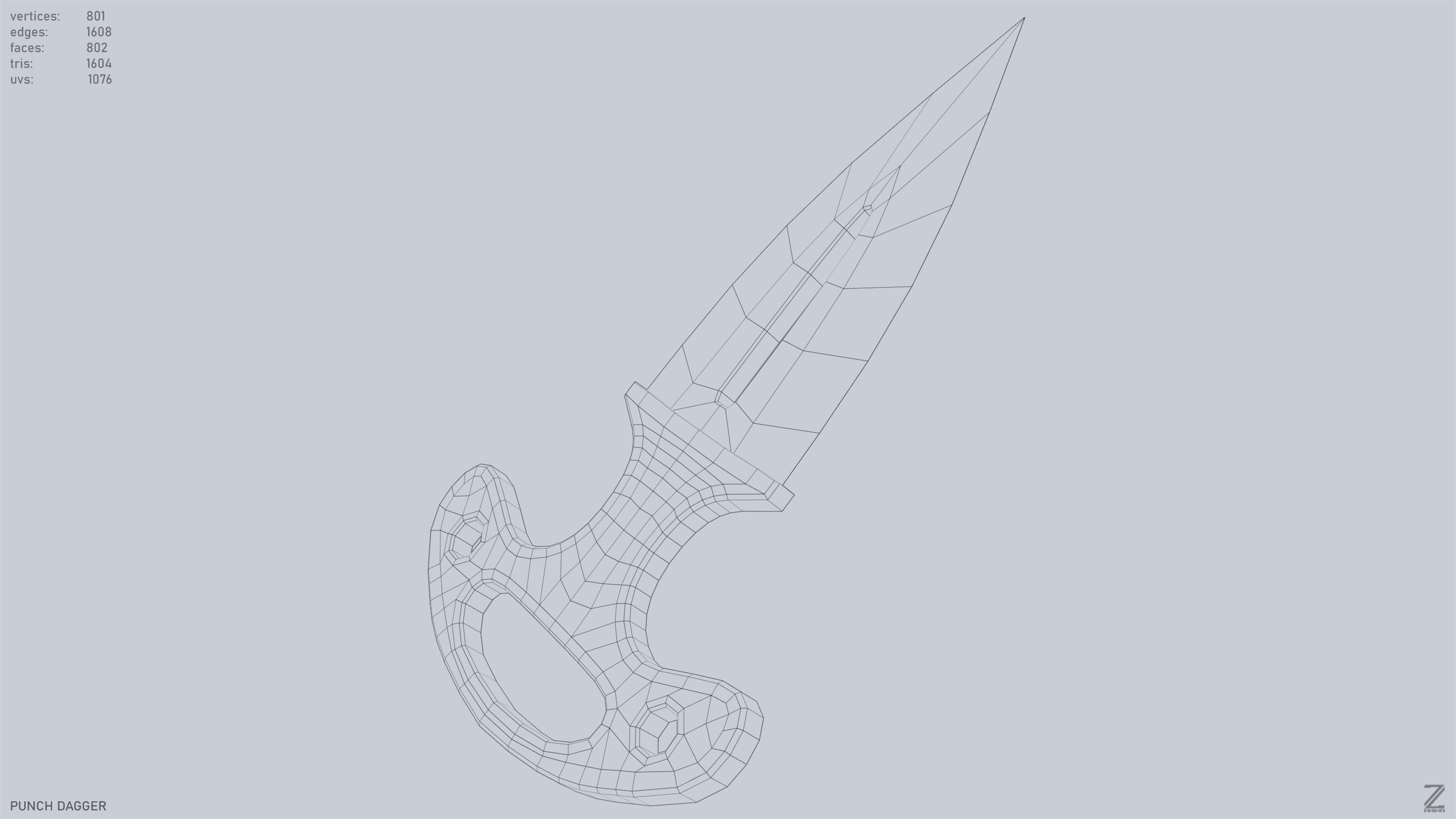 Punch dagger Low-poly 3D model_12