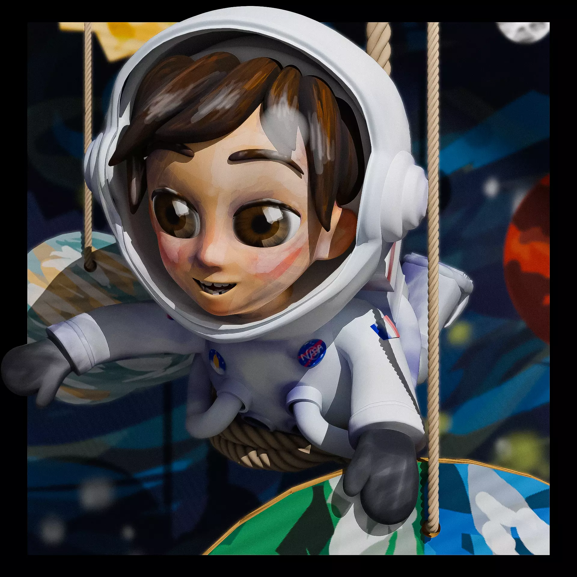 Hand-Painted Astronaut Character - High-Quality 3D Model Low-poly 3D model_0
