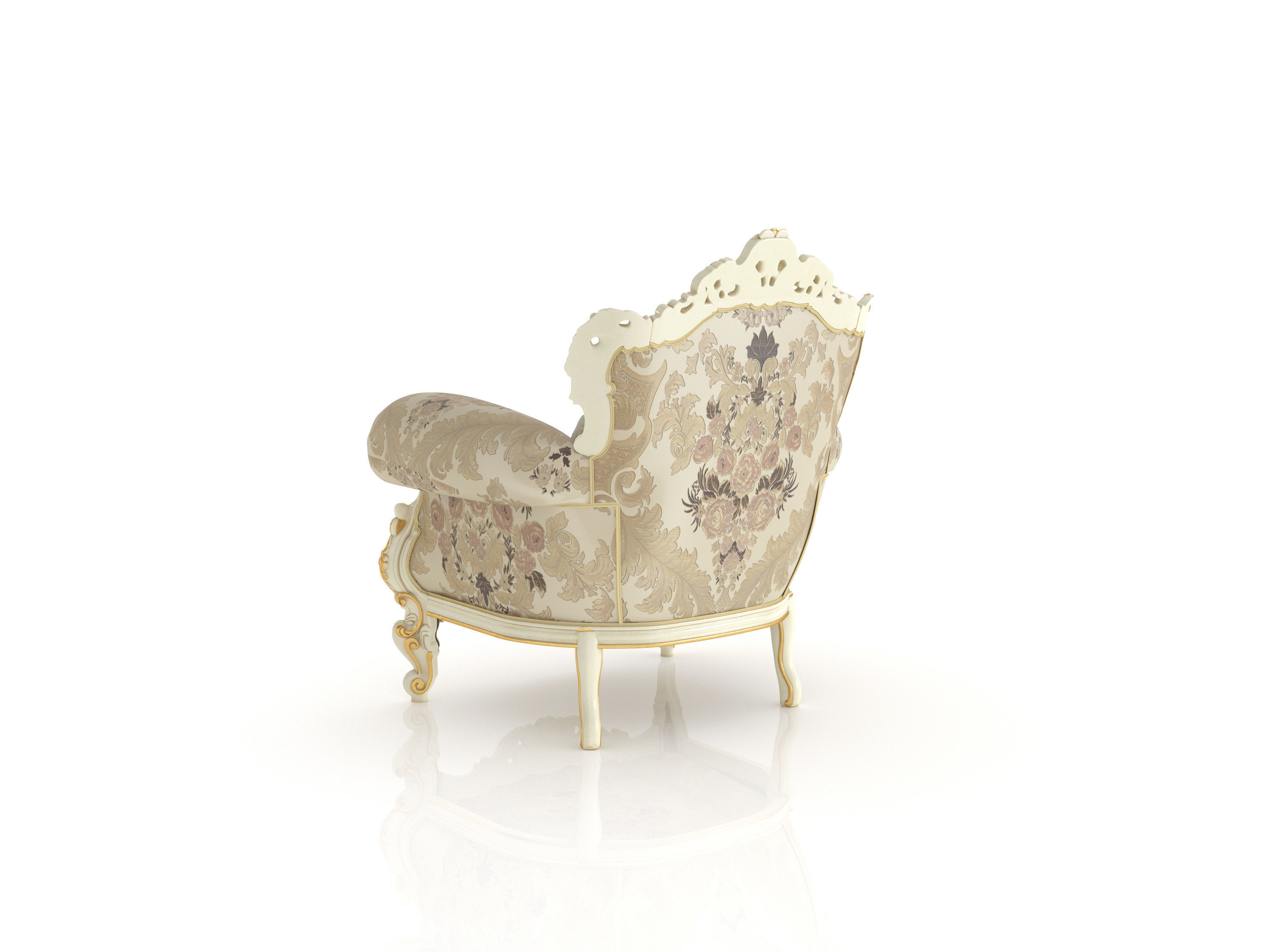 Baroque upholstered armchair by Modenese 3D model_1