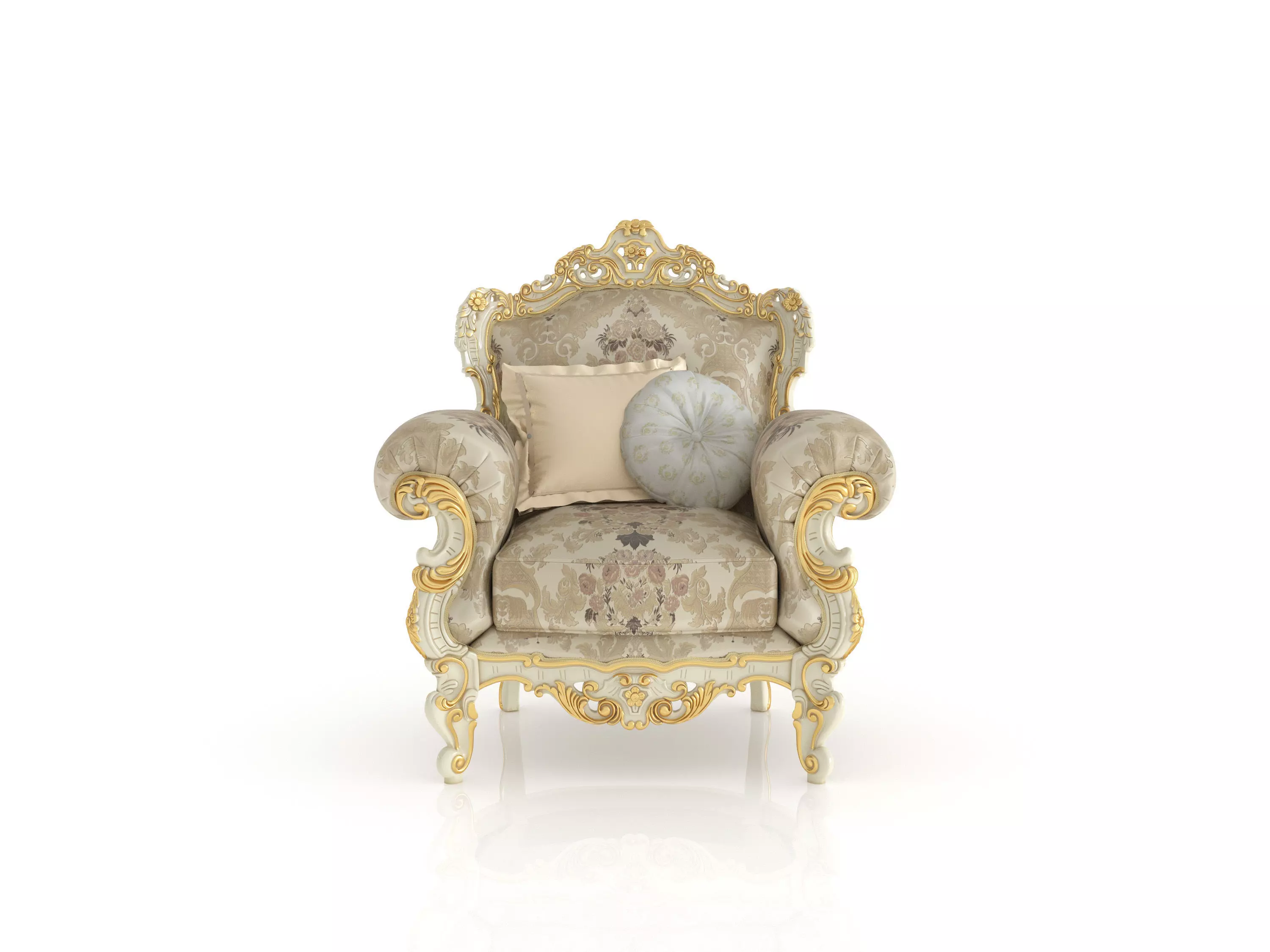 Baroque upholstered armchair by Modenese 3D model_0