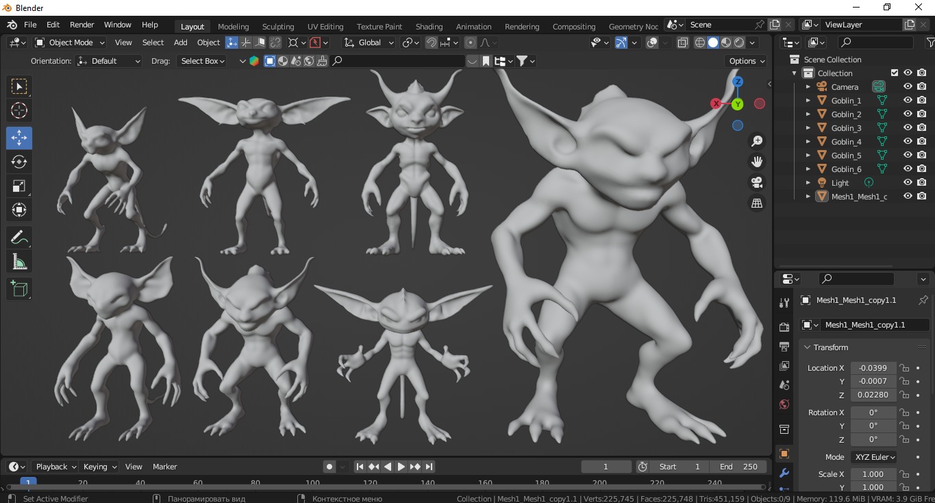 Goblin Character Base Mesh Set 3D model_11