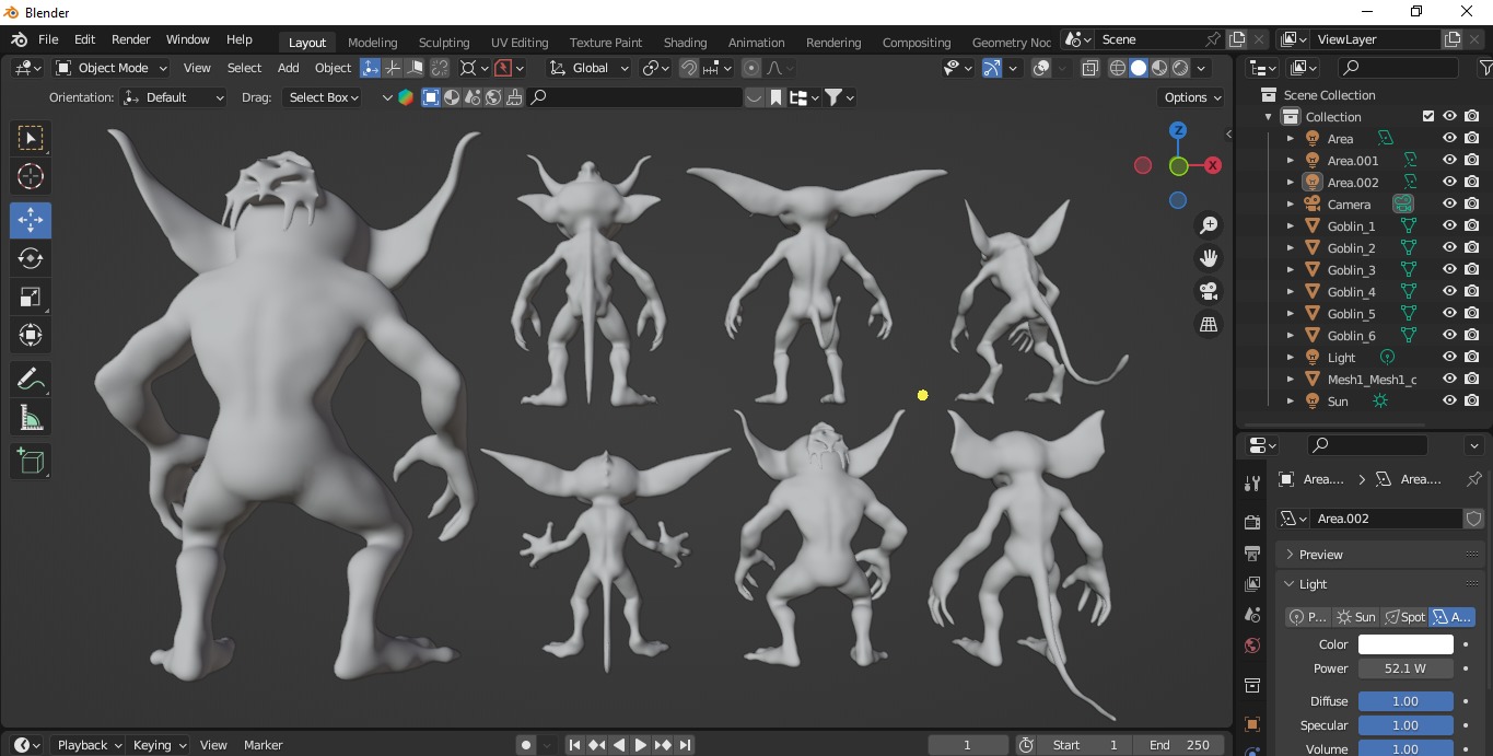 Goblin Character Base Mesh Set 3D model_12