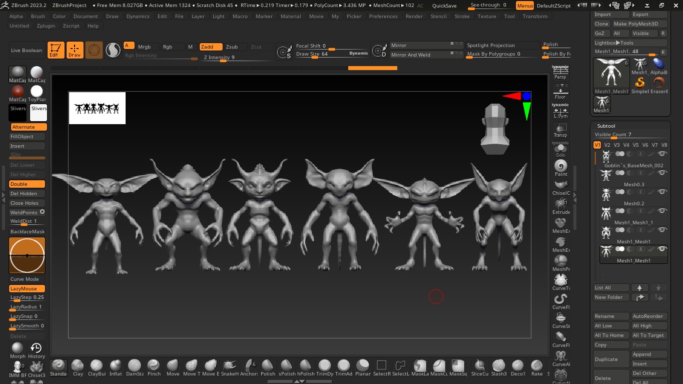 Goblin Character Base Mesh Set 3D model_7
