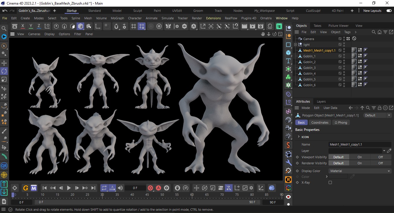 Goblin Character Base Mesh Set 3D model_10