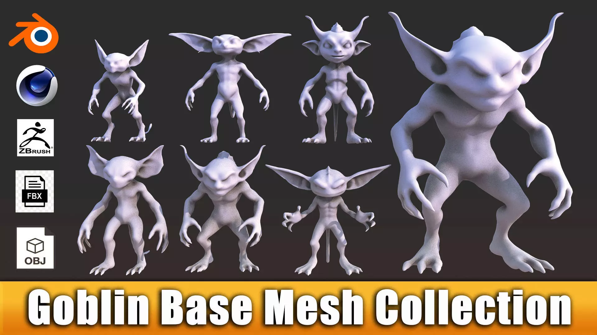 Goblin Character Base Mesh Set 3D model_0