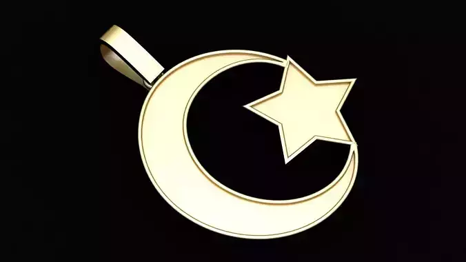 Star and Crescent Moon Pendant 3D Printable model