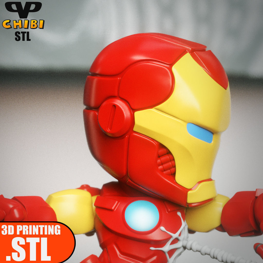 Iron Man vs Spider-Man Chibi STL for 3D Printing ChibiSTL 3DXM 3D print model_1