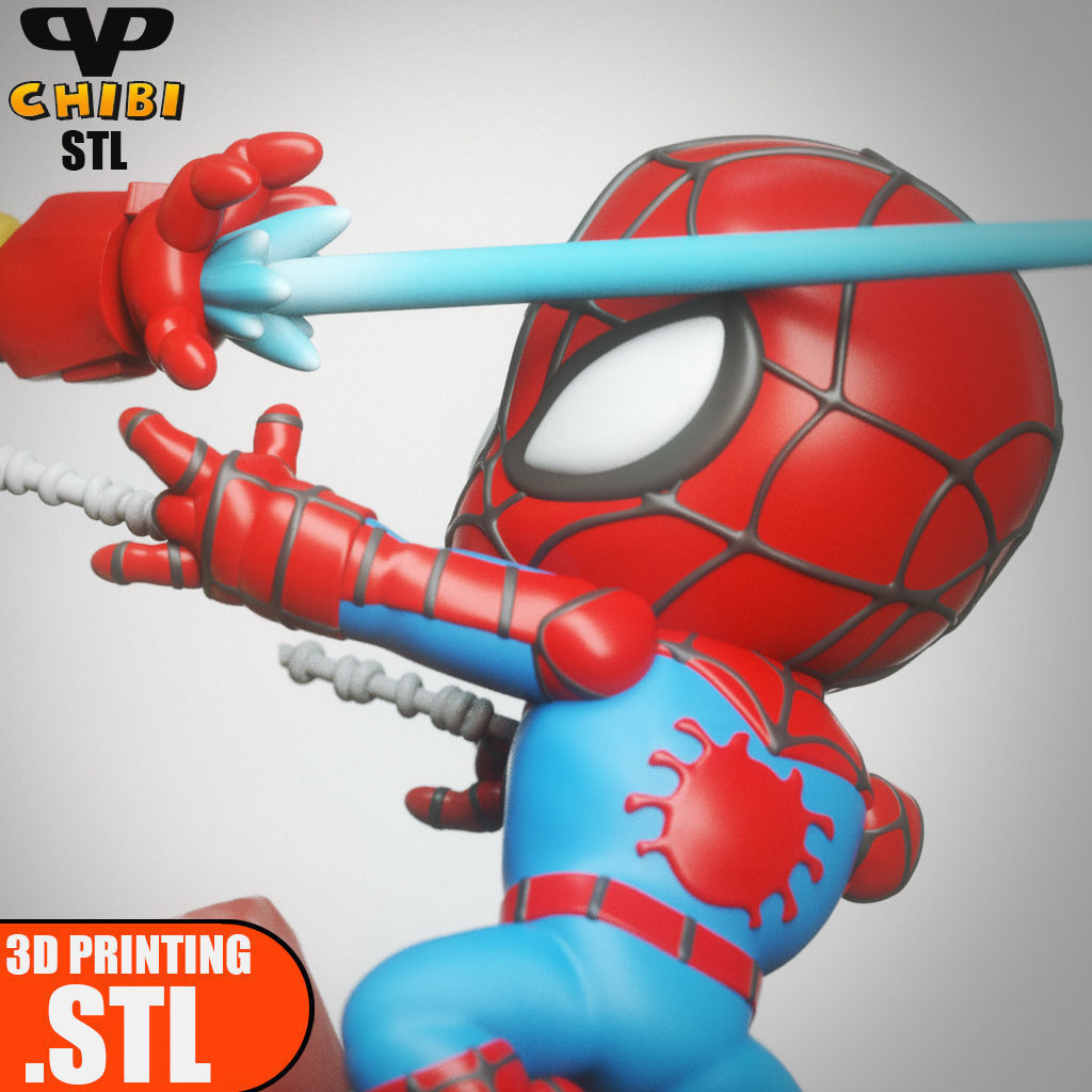 Iron Man vs Spider-Man Chibi STL for 3D Printing ChibiSTL 3DXM 3D print model_2