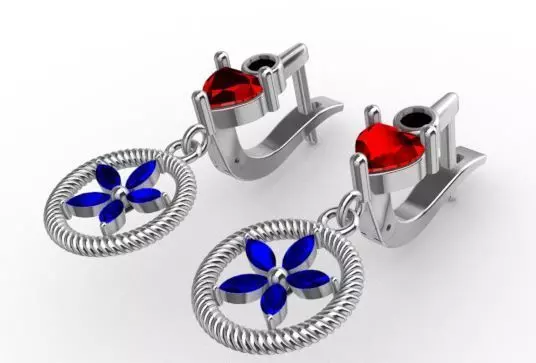 Earring Diamond 3D model Texture 3D print model