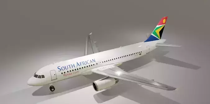 South African Airways airbus a320-232 low poly 3d model Low-poly 3D model