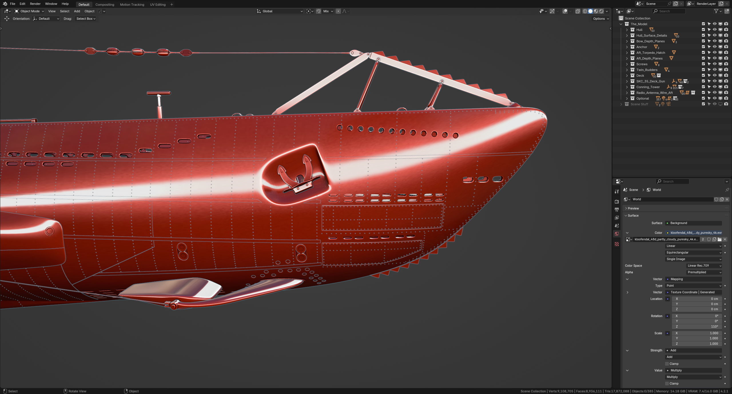 German Type VIIC U-Boat 3D model_13