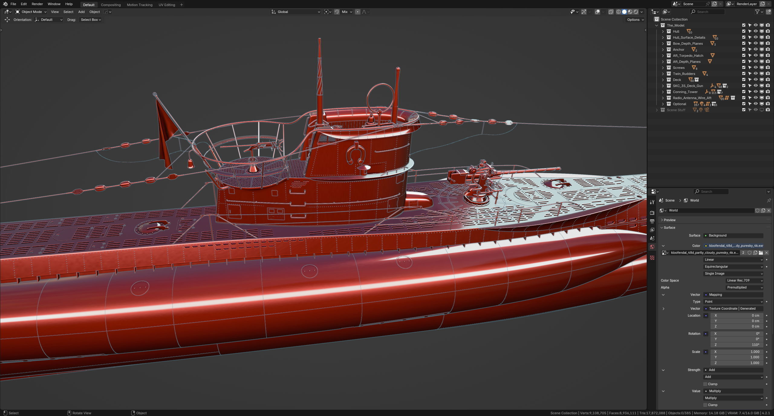German Type VIIC U-Boat 3D model_14