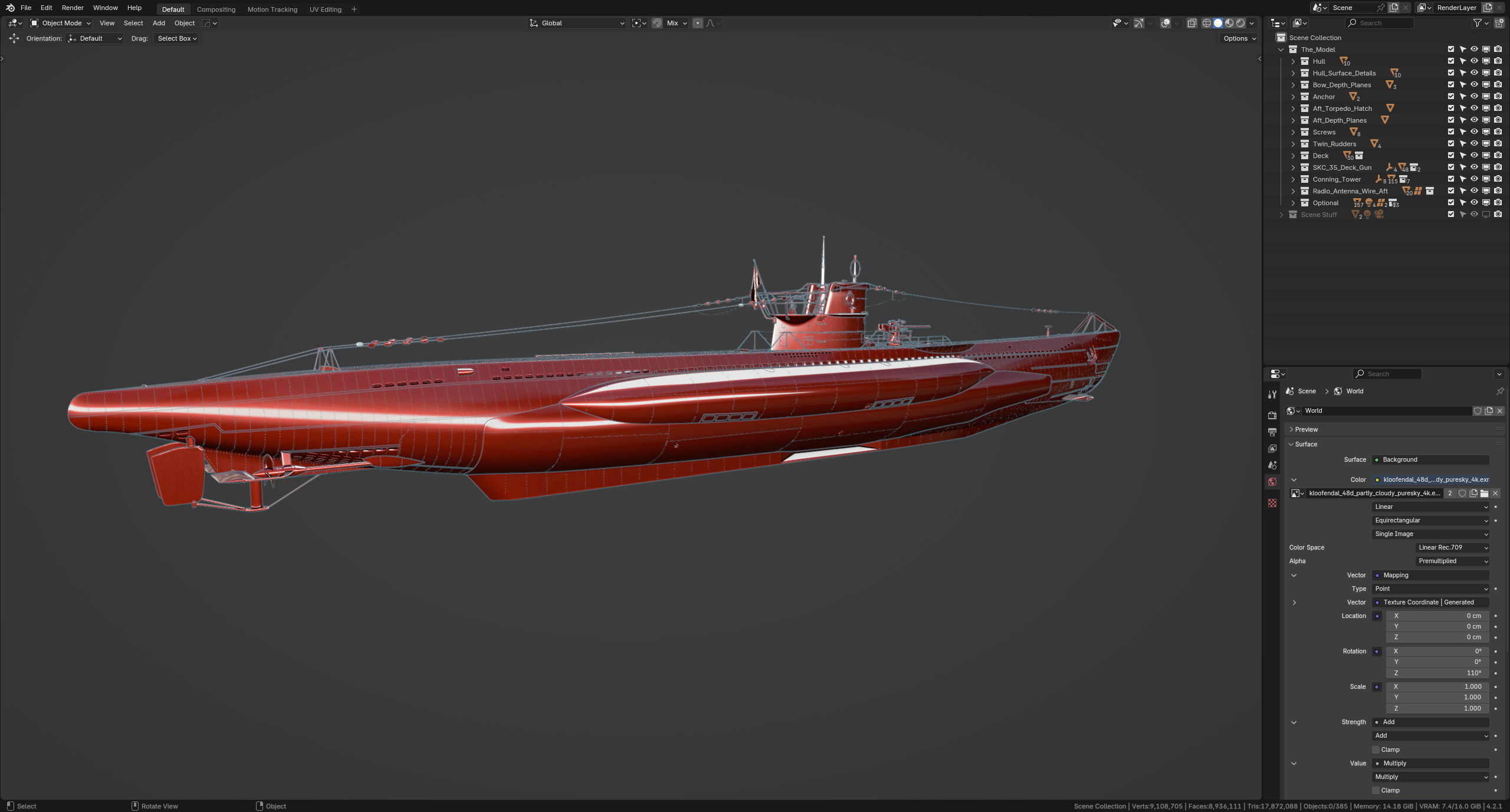 German Type VIIC U-Boat 3D model_15