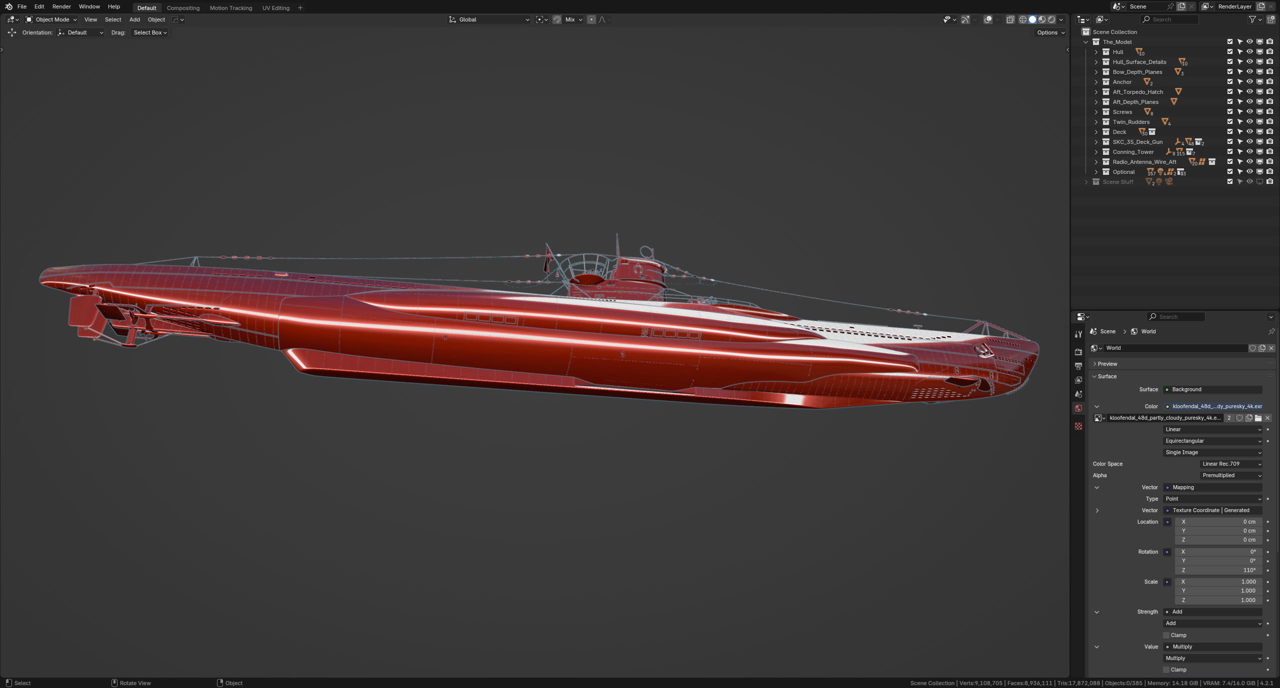 German Type VIIC U-Boat 3D model_16