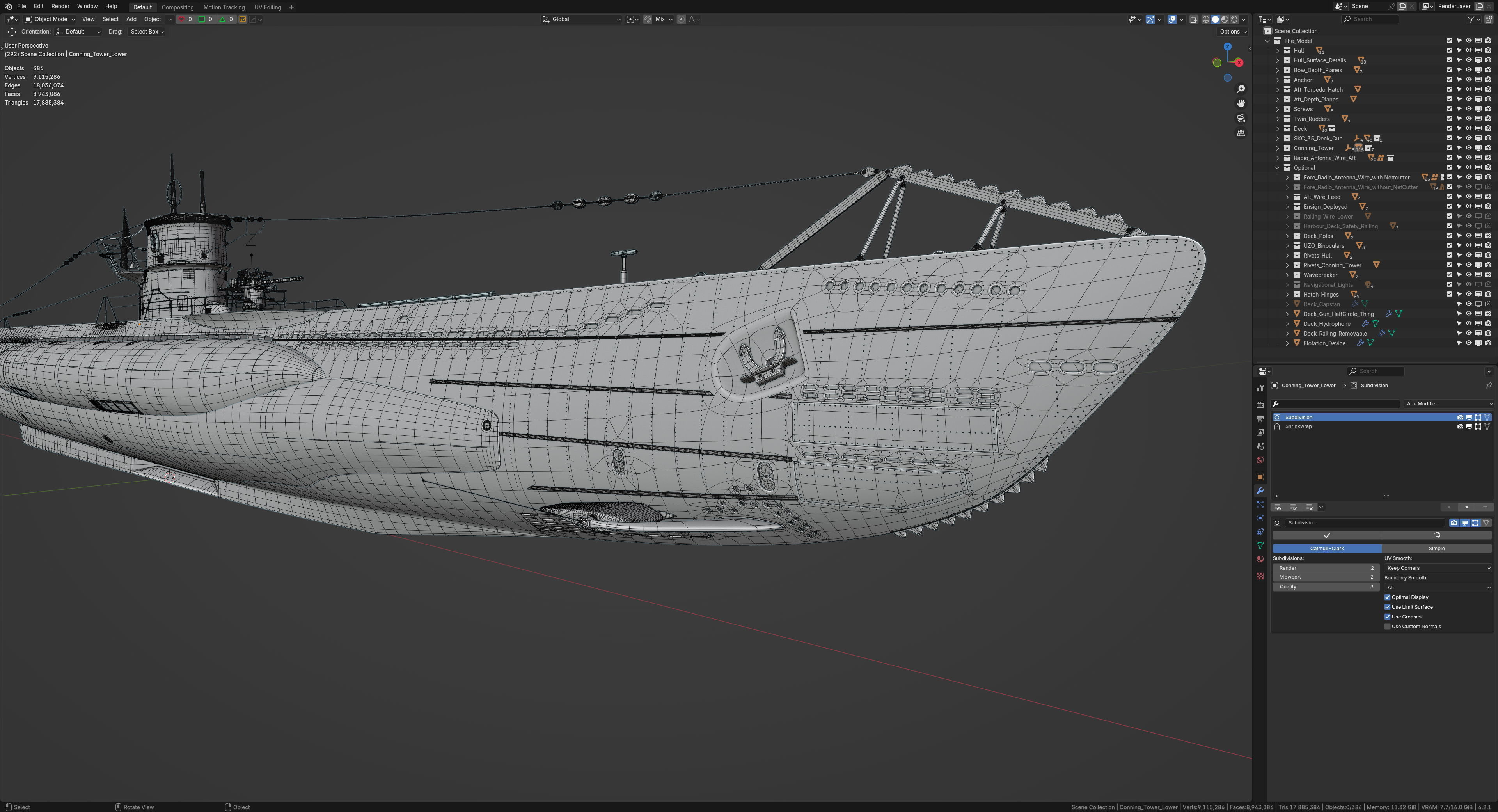German Type VIIC U-Boat 3D model_21