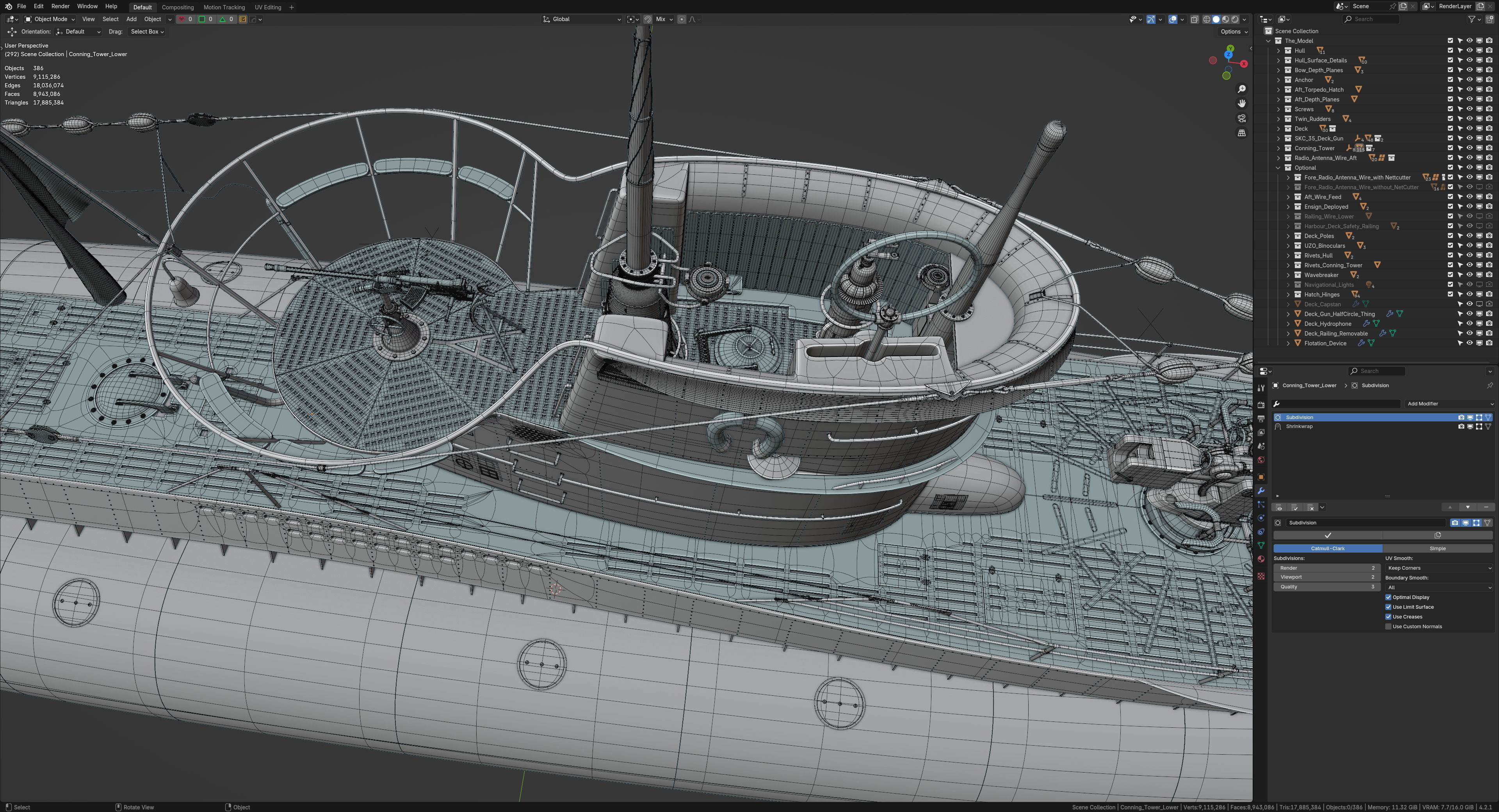 German Type VIIC U-Boat 3D model_23