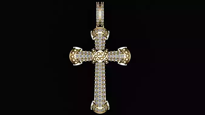 chirst Moissanite cross pendant 3d prntable model