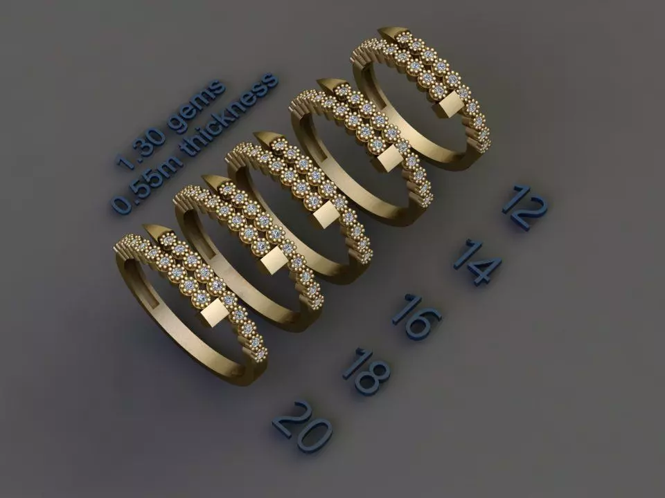  Nail ring 5 different sizes 3D print model_0