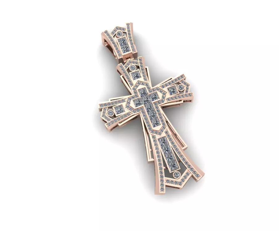 Cross Gold Pendant Full Diamond 3D print model