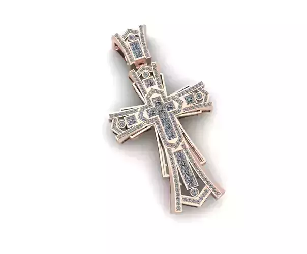 Cross Gold Pendant Full Diamond M805 3D print model