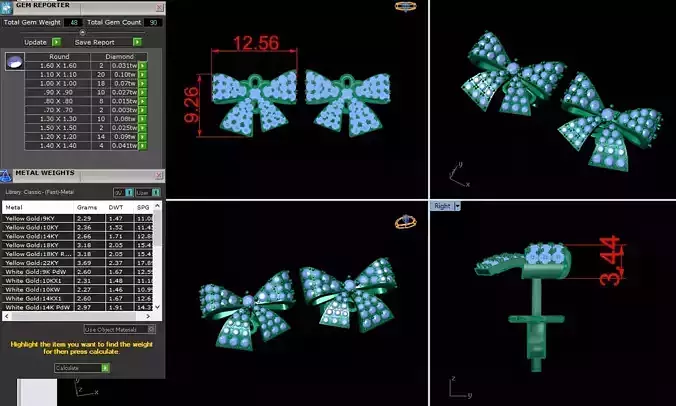 Bow earrings Full Diamond