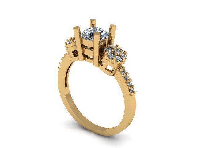 solitair ring for daimonds 3D print model_11